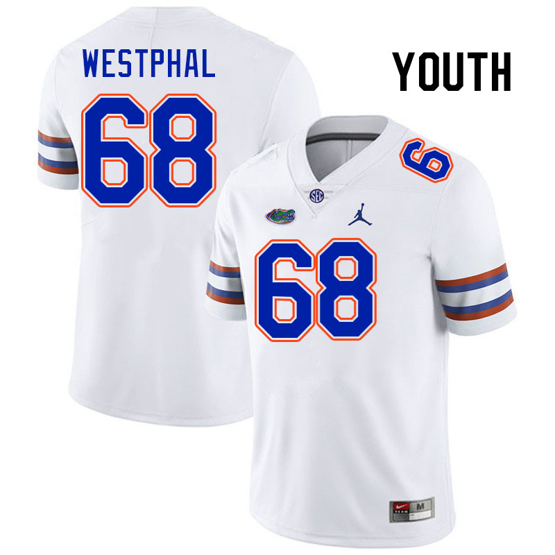 Youth #68 Fletcher Westphal Florida Gators College Football Jerseys Stitched-White